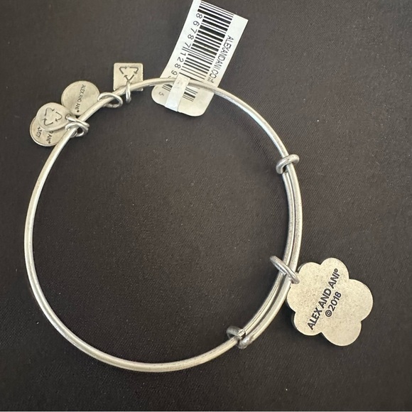 Alex and Ani Paw Print Crystal Charm Expandable Bangle Bracelet Silver Tone, NWT - Picture 10 of 10